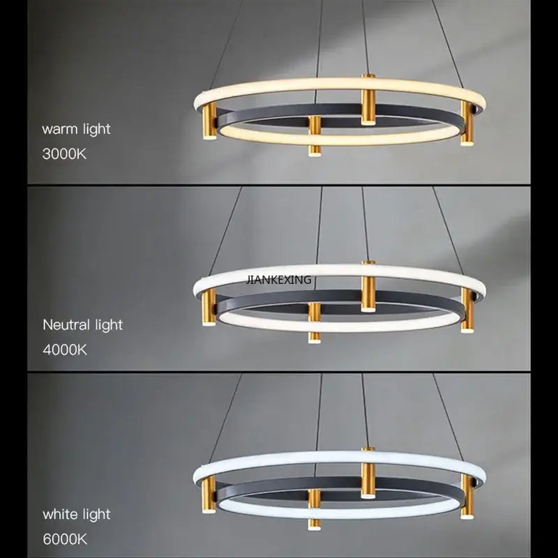 Modern black & gold ring led pendant – dining room chandelier