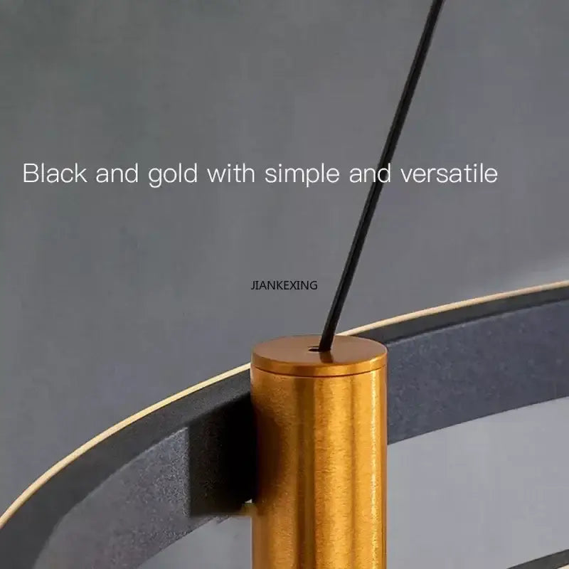 Modern black & gold ring led pendant – dining room chandelier