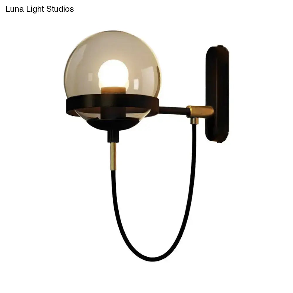 Modern black & gold smoke glass wall lamp – living room sconce