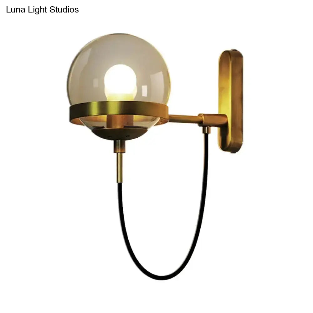 Modern black & gold smoke glass wall lamp – living room sconce