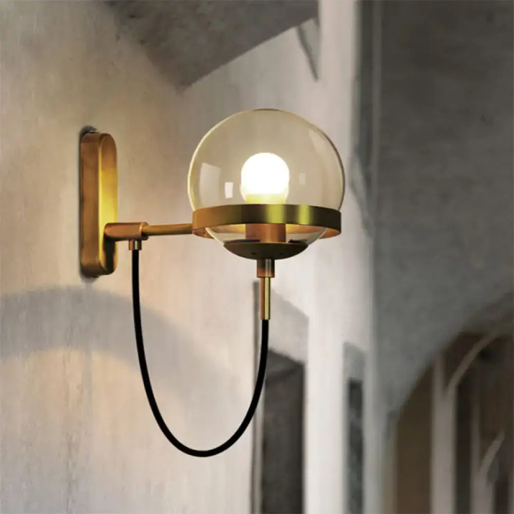 Modern black & gold smoke glass wall lamp – living room sconce