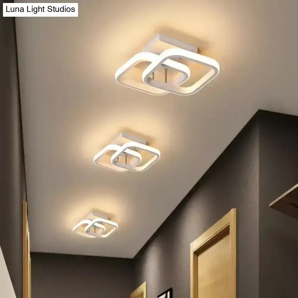 Modern black & gold spiral ceiling lamp for corridor round square moon