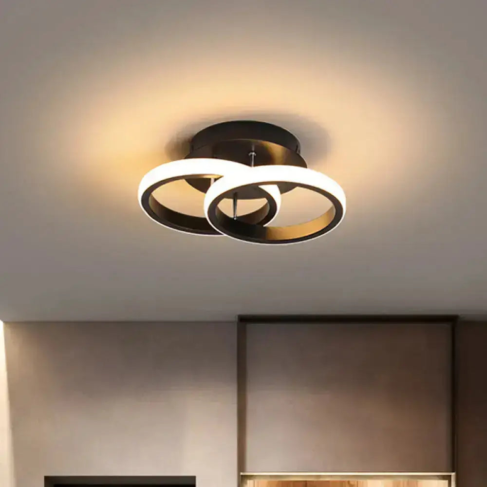 Modern black & gold spiral ceiling lamp for corridor round square moon