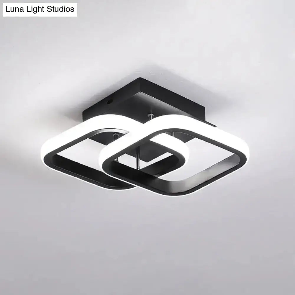 Modern black & gold spiral ceiling lamp for corridor round square moon
