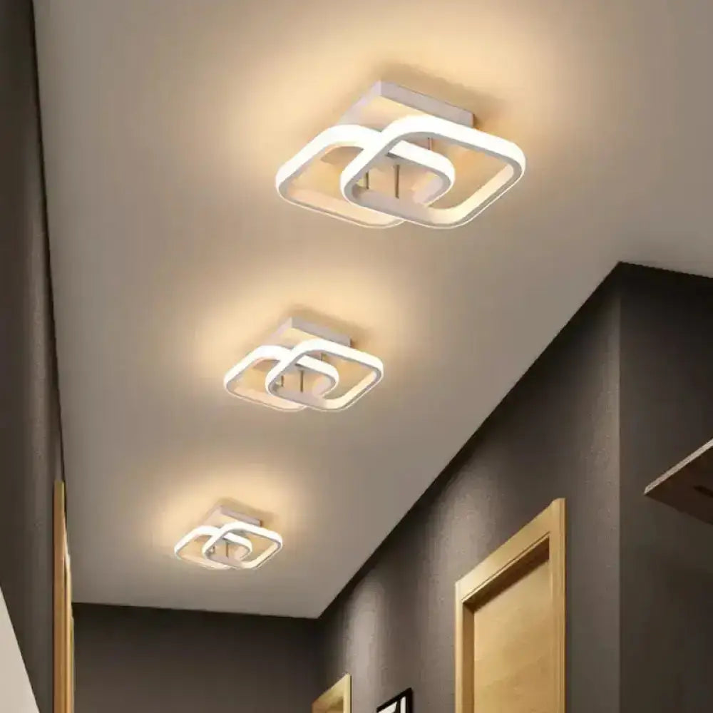 Modern black & gold spiral ceiling lamp for corridor round square moon