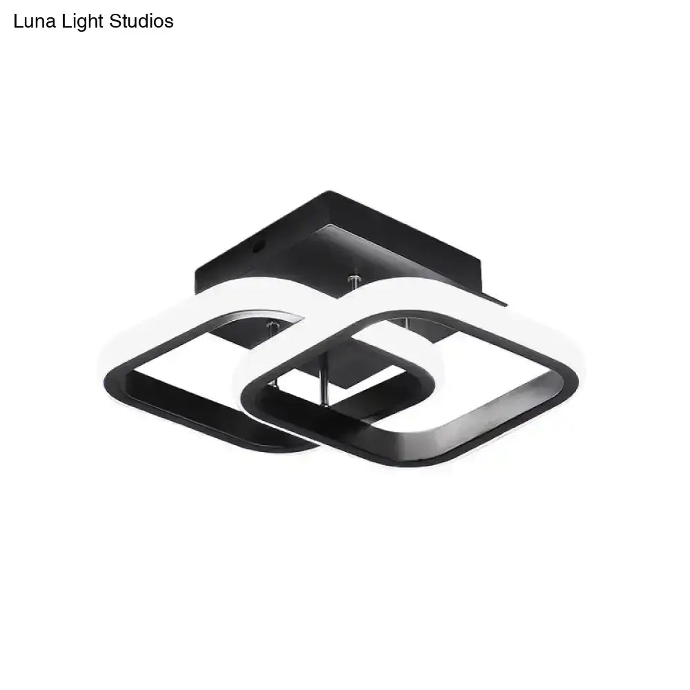 Modern black & gold spiral ceiling lamp for corridor round square moon