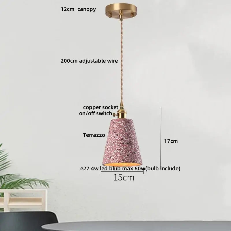 Modern black & gold terrazzo stone pendant lamp kitchen hanging light
