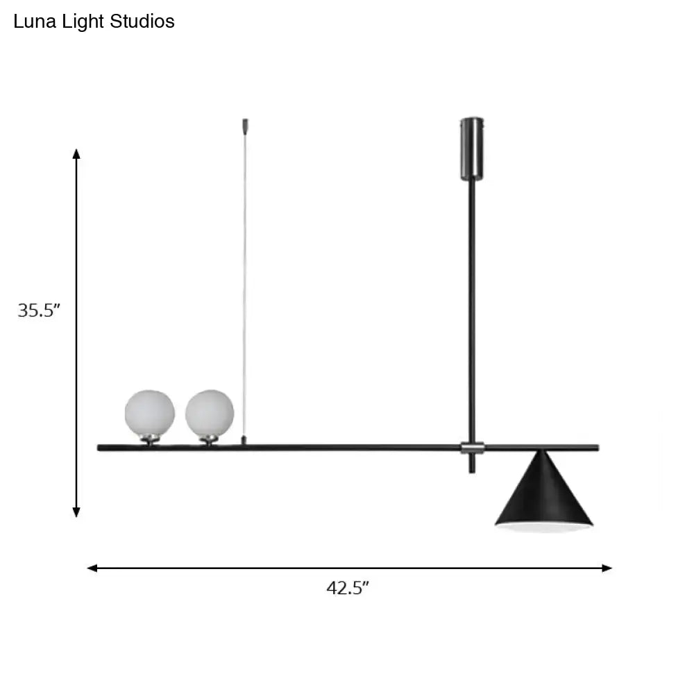 Modern black & gold three lights linear chandelier kitchen pendant
