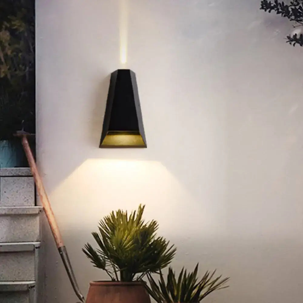 Modern black & gold triangle led wall light bedroom warm white light