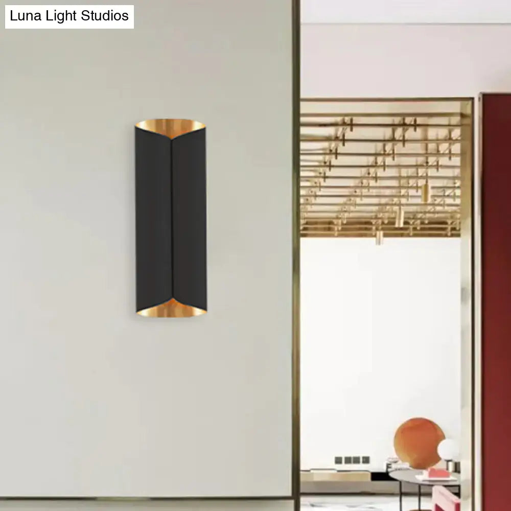Modern black & gold twisted light fixture porch wall sconce