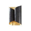 Modern black and gold twisted metal porch wall sconce light fixture with bulb base and sleek design
