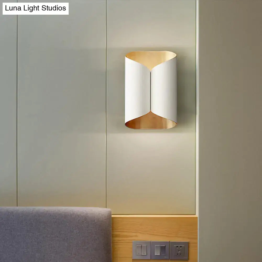 Modern black & gold twisted light fixture porch wall sconce