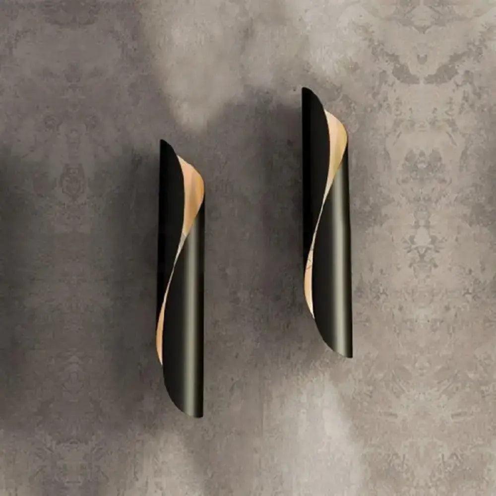 Modern black & gold twisted wall sconce light corridor fixture