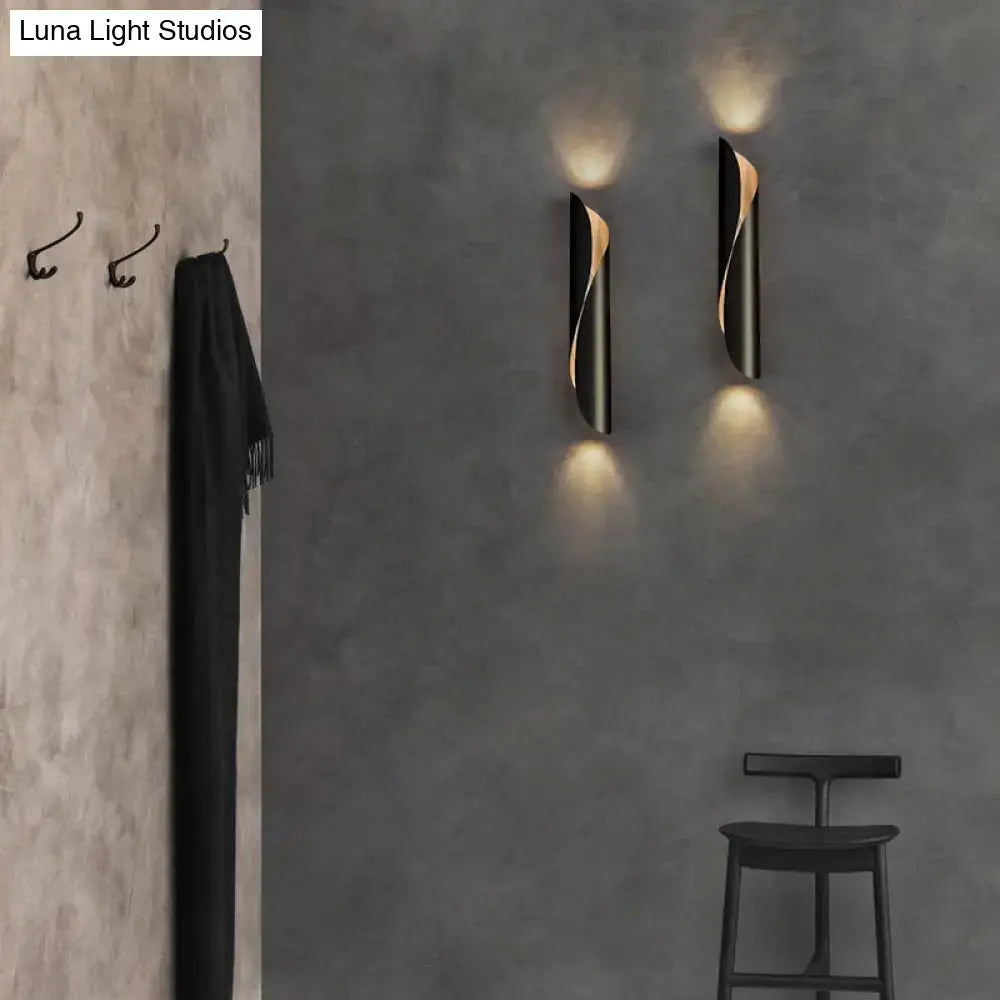 Modern black & gold twisted wall sconce light corridor fixture