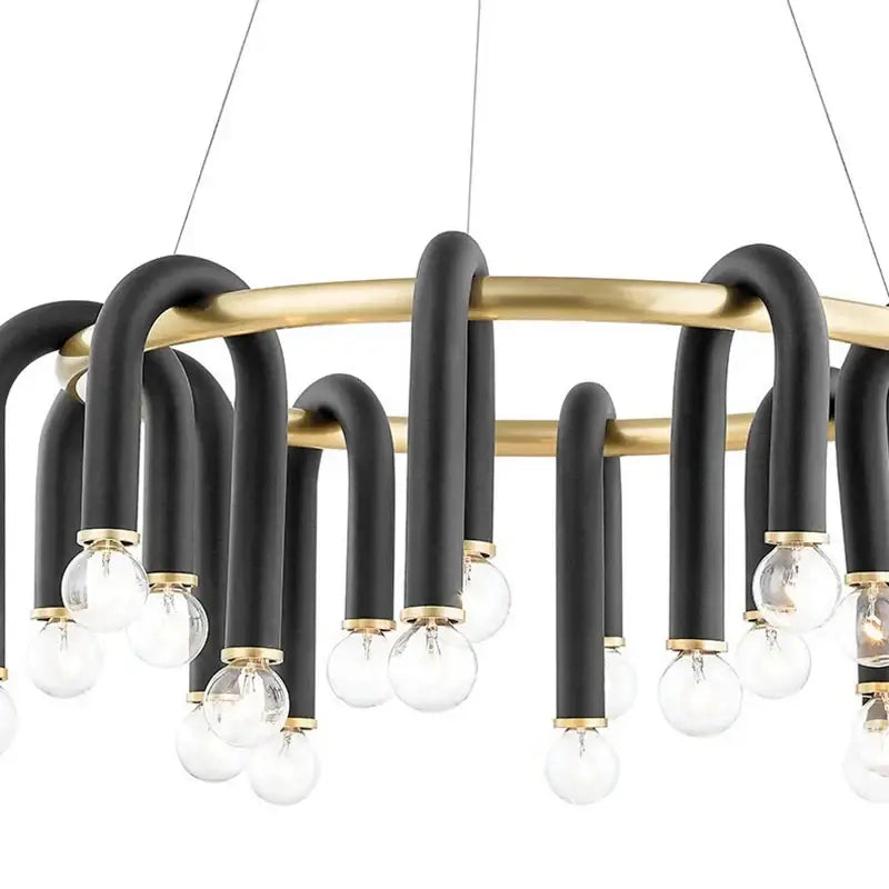 Modern black & gold u shape tube ring chandelier dining room light