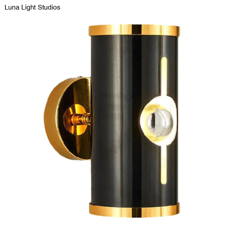 Modern black & gold wall lamp with vertical light strip bedroom sconce