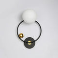Modern black & gold wall sconce light with opal glass shade bedroom