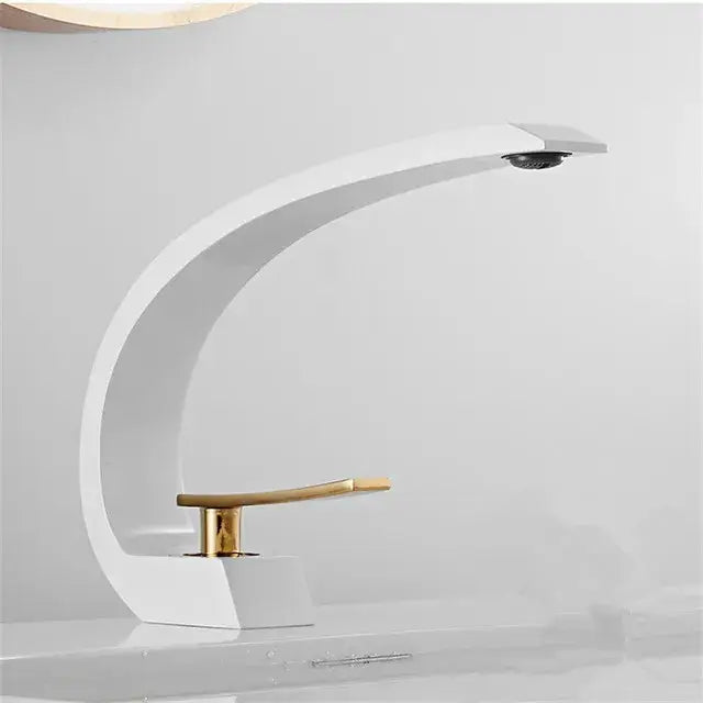 Modern black & gold waterfall basin faucet bathroom mixer tap