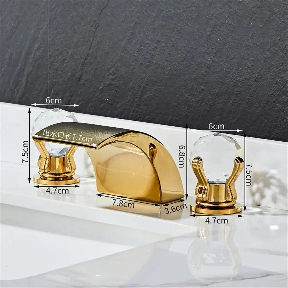 Modern black & gold waterfall basin faucet bathroom sink tap