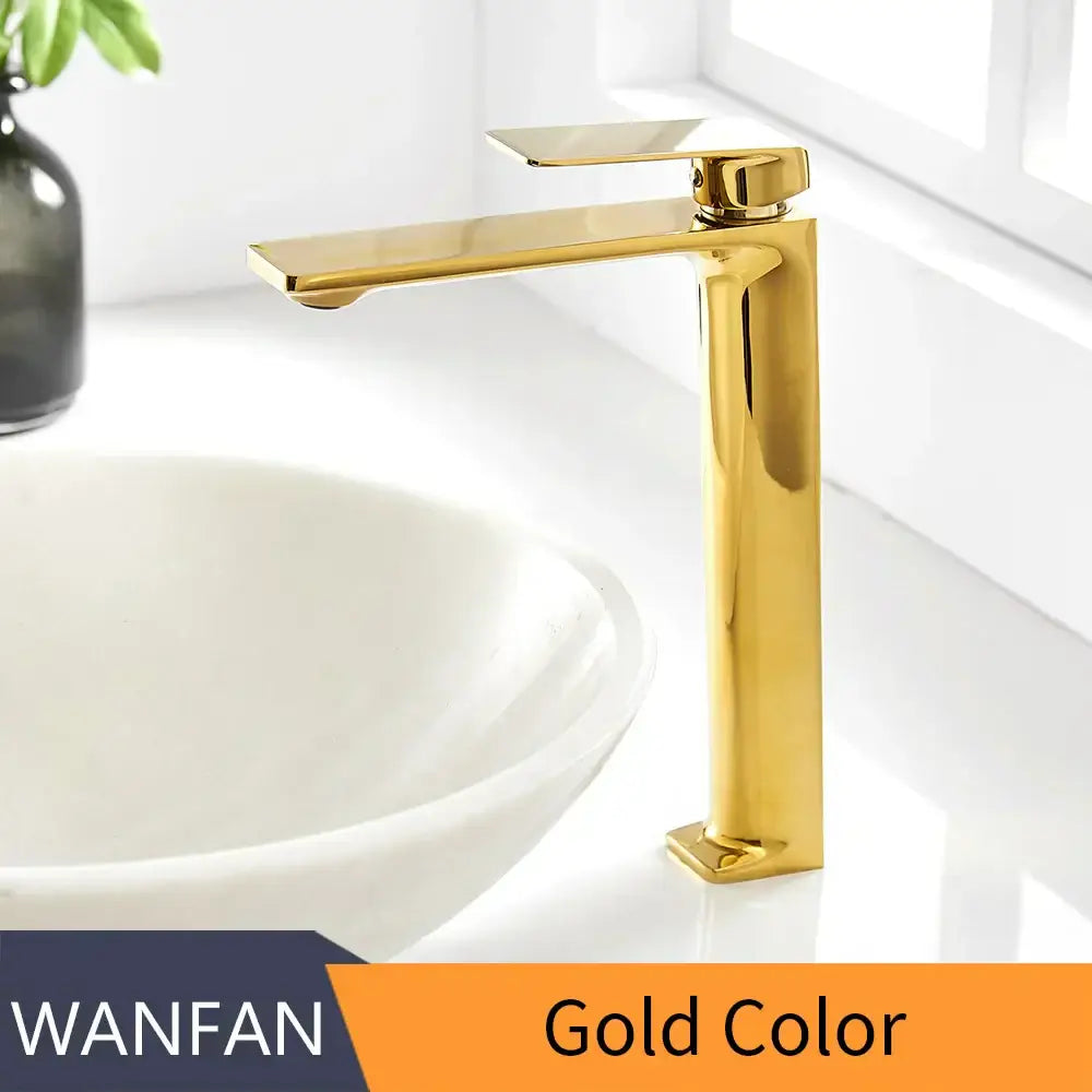 Modern black & gold waterfall single handle basin faucet bathroom tap