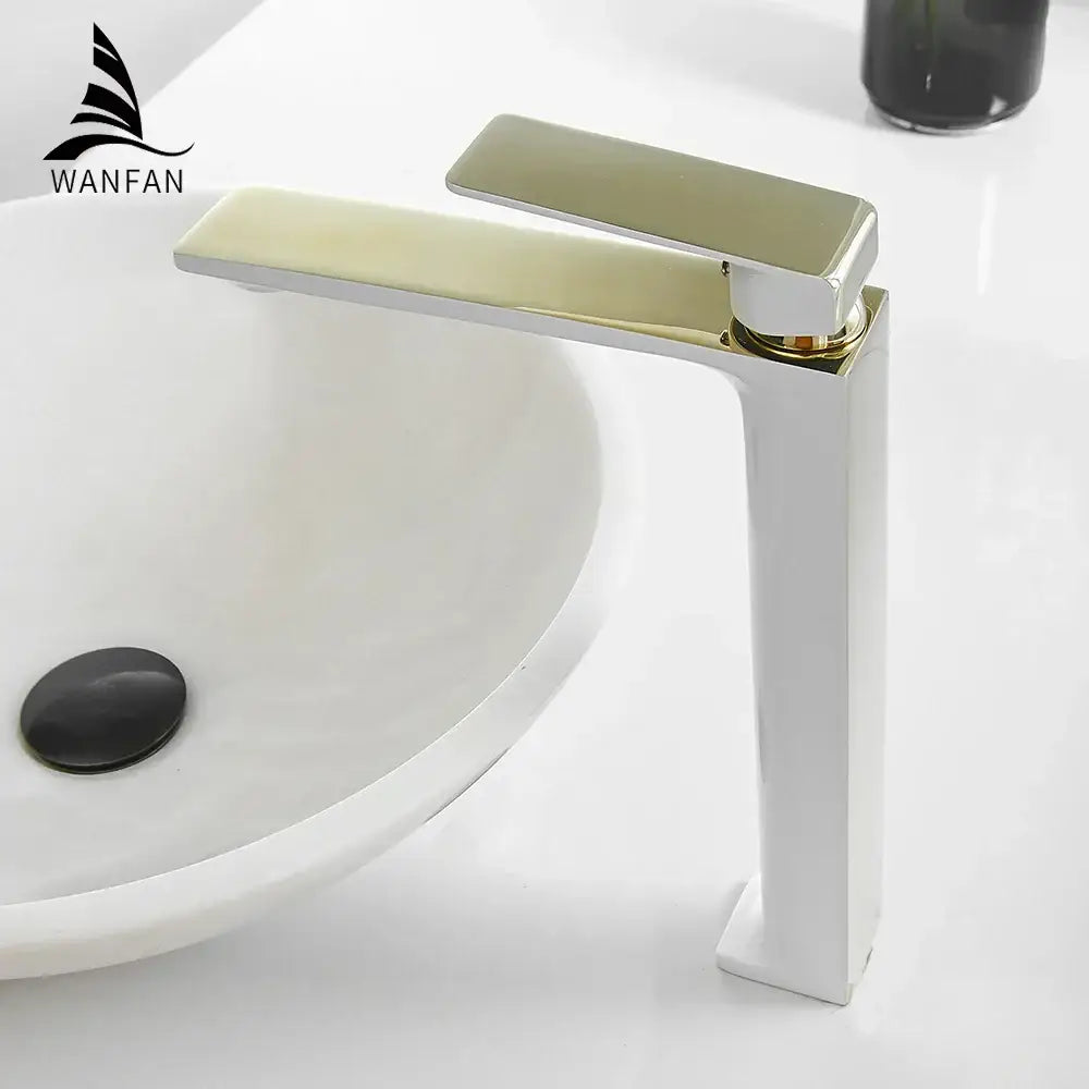 Modern black & gold waterfall single handle basin faucet bathroom tap