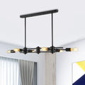 DecorBites™ modern black industrial pendant light with six exposed Edison bulbs and metallic finish for restaurant use