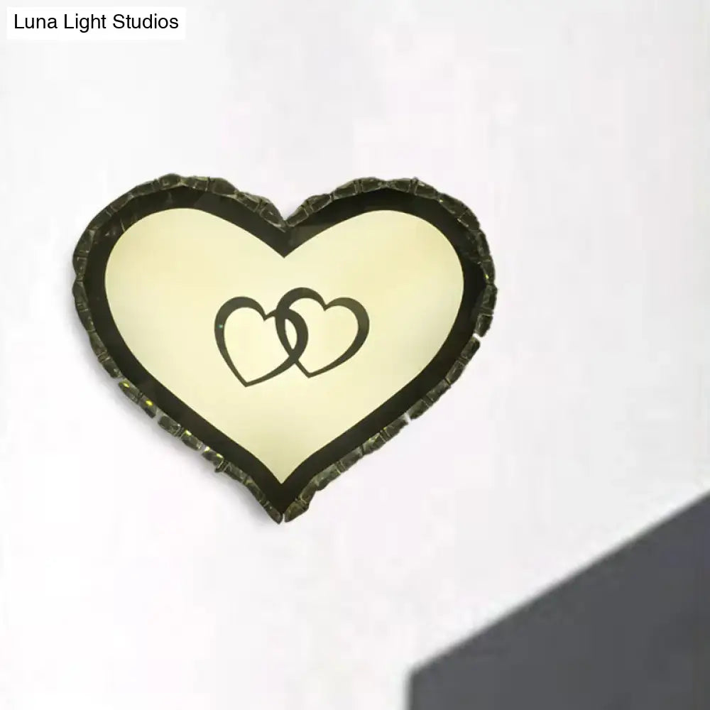 Modern black heart crystal shade wall sconce bedroom light