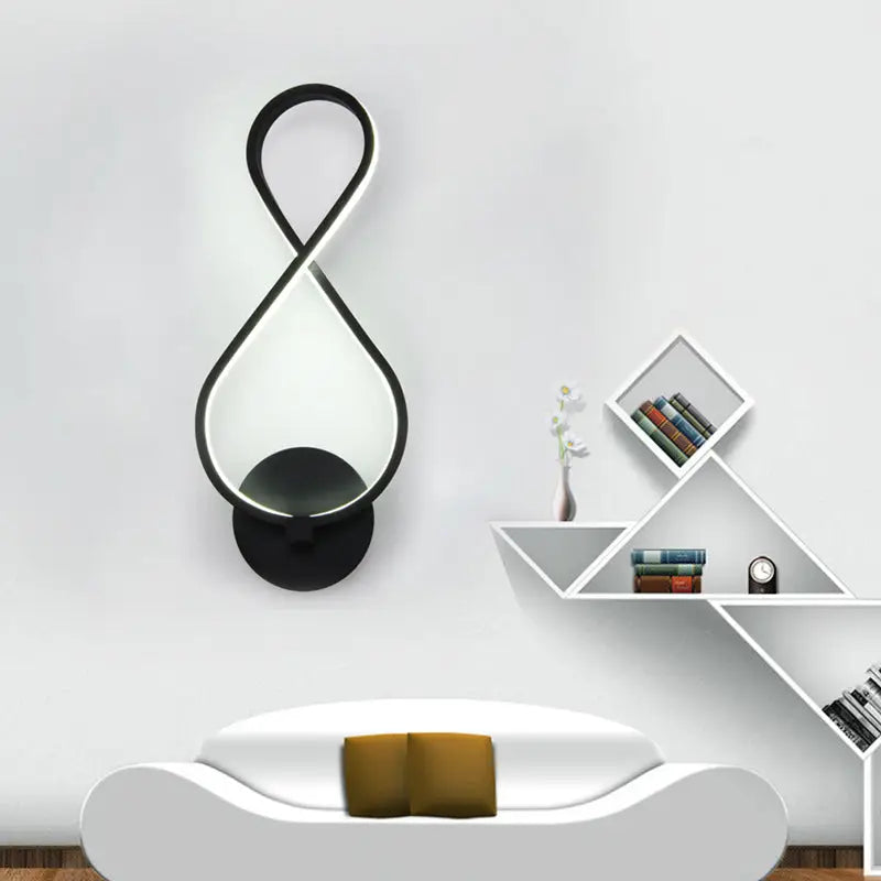 Modern black infinity led sconce light fixture bedroom wall lamp