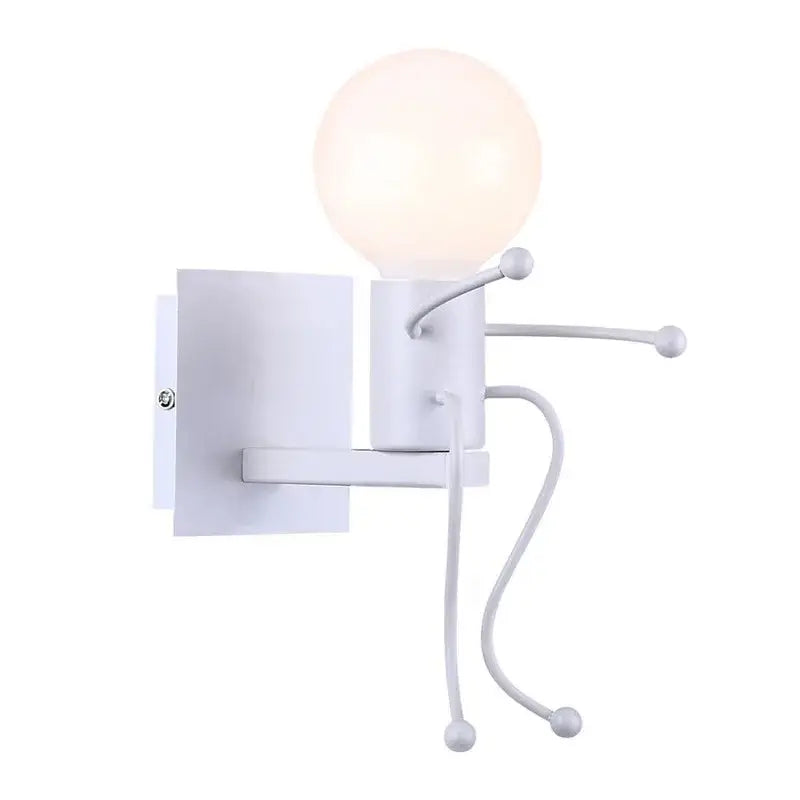Modern black iron cartoon doll wall sconce kids bedroom ladder light