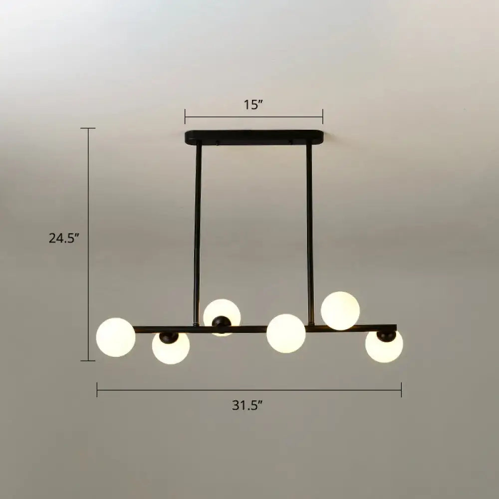 Modern black island ceiling light with frosted globes dining room