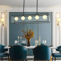 Modern black island light with white glass and crystals kitchen chandelier