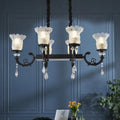 Modern black island pendant lamp with clear crystal dining room light