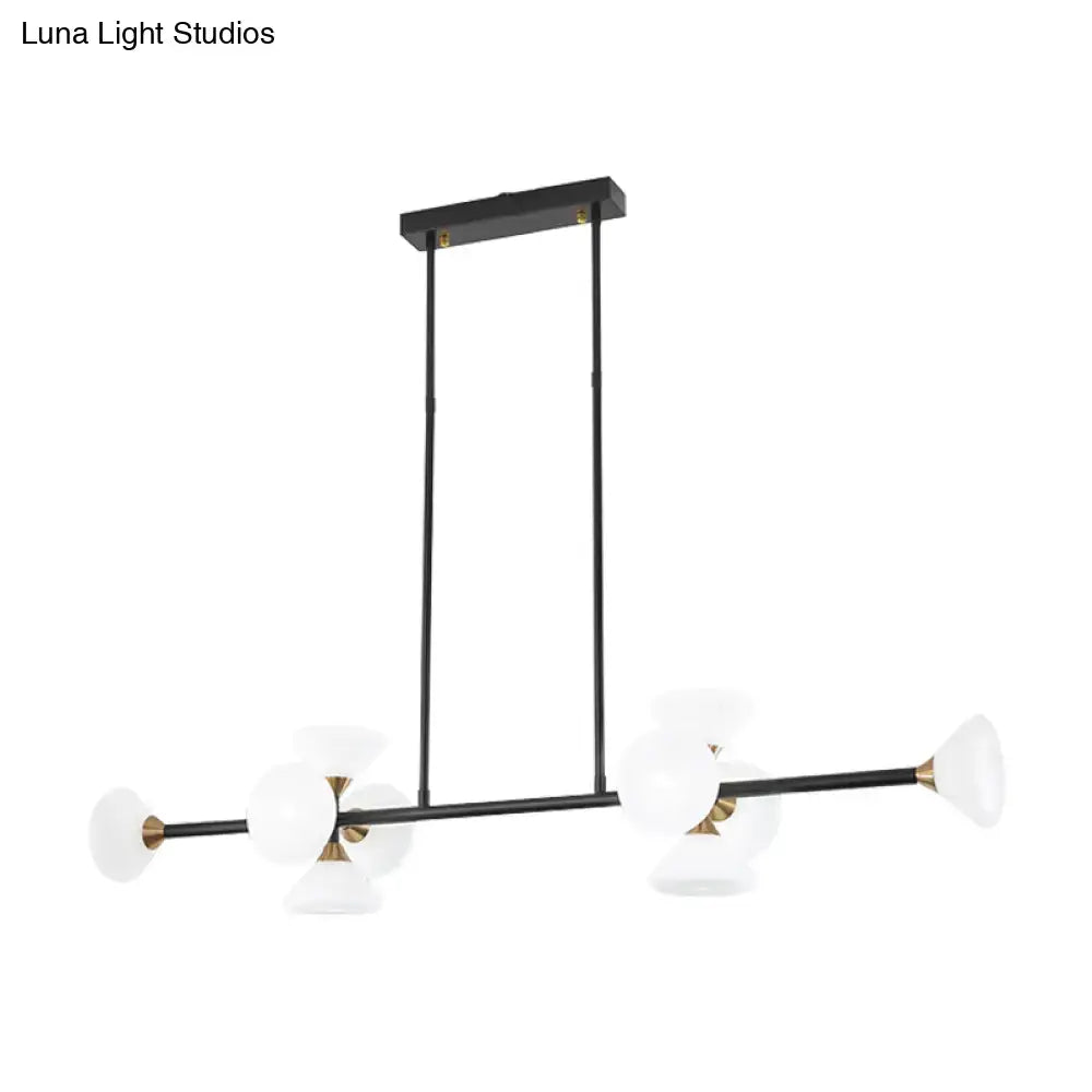 Modern black island pendant light with white glass – kitchen fixture