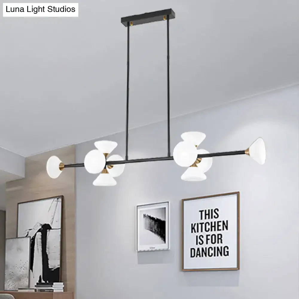 Modern black island pendant light with white glass – kitchen fixture