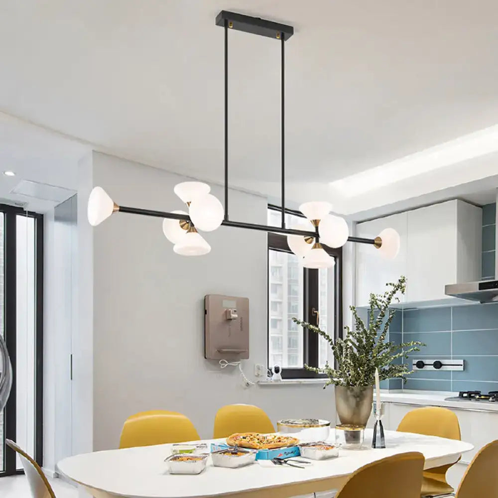 Modern black island pendant light with white glass – kitchen fixture