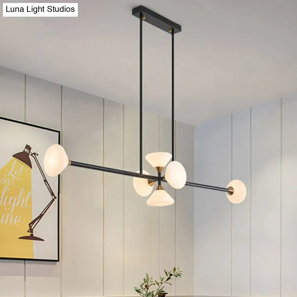 Modern black island pendant light with white glass – kitchen fixture