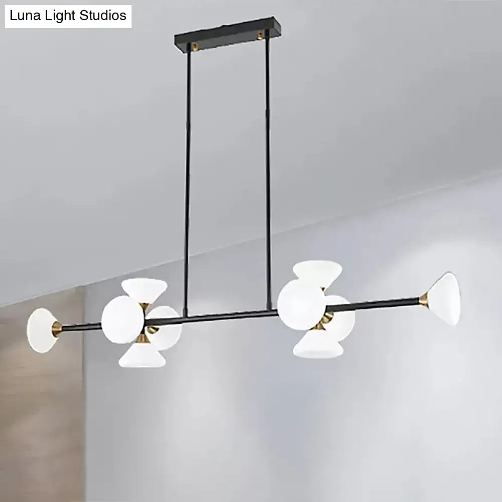 Modern black island pendant light with white glass – kitchen fixture