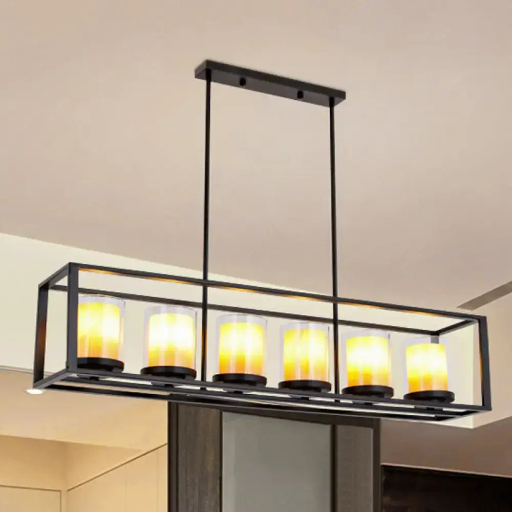Modern black island pendant with white glass – kitchen lighting