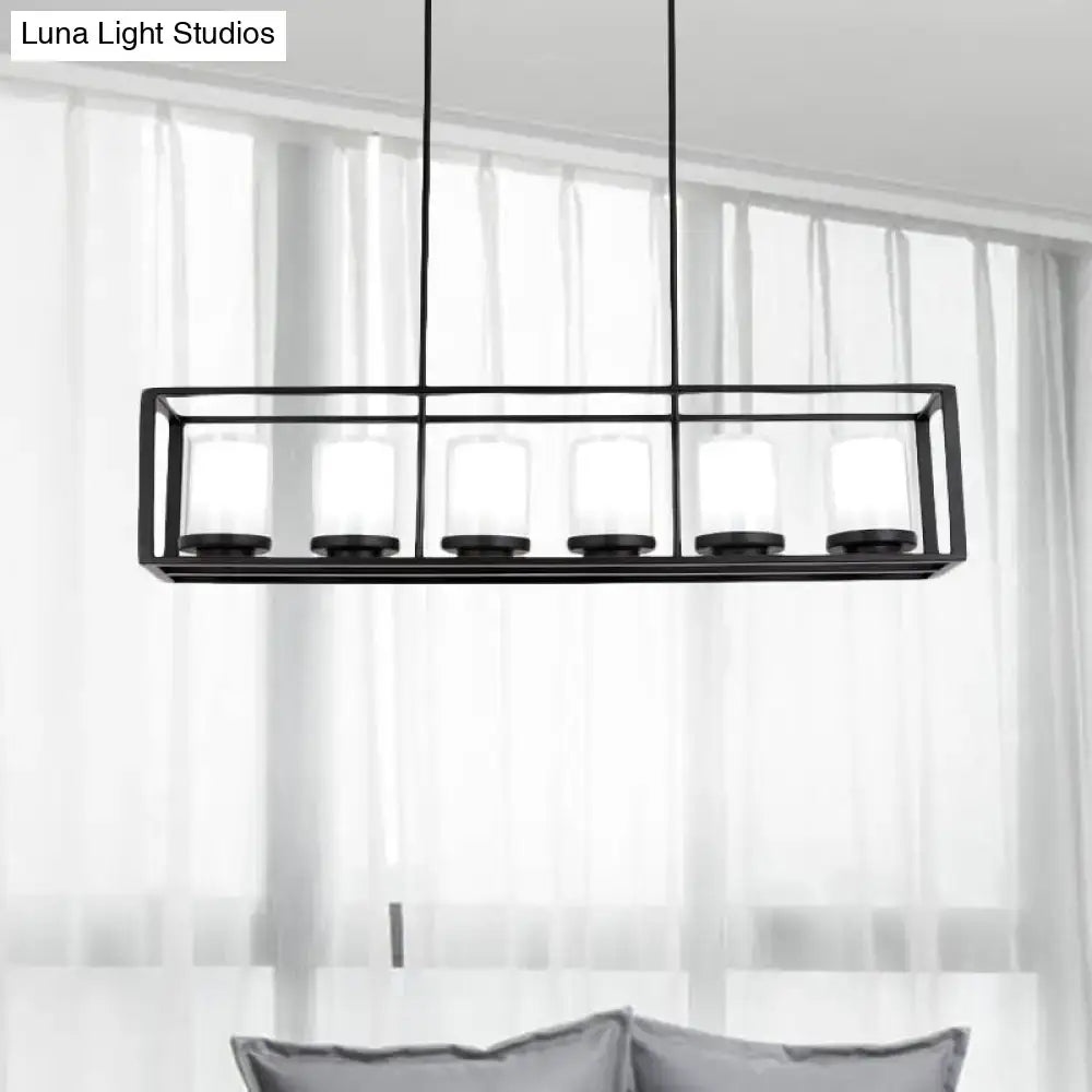 Modern black island pendant with white glass – kitchen lighting