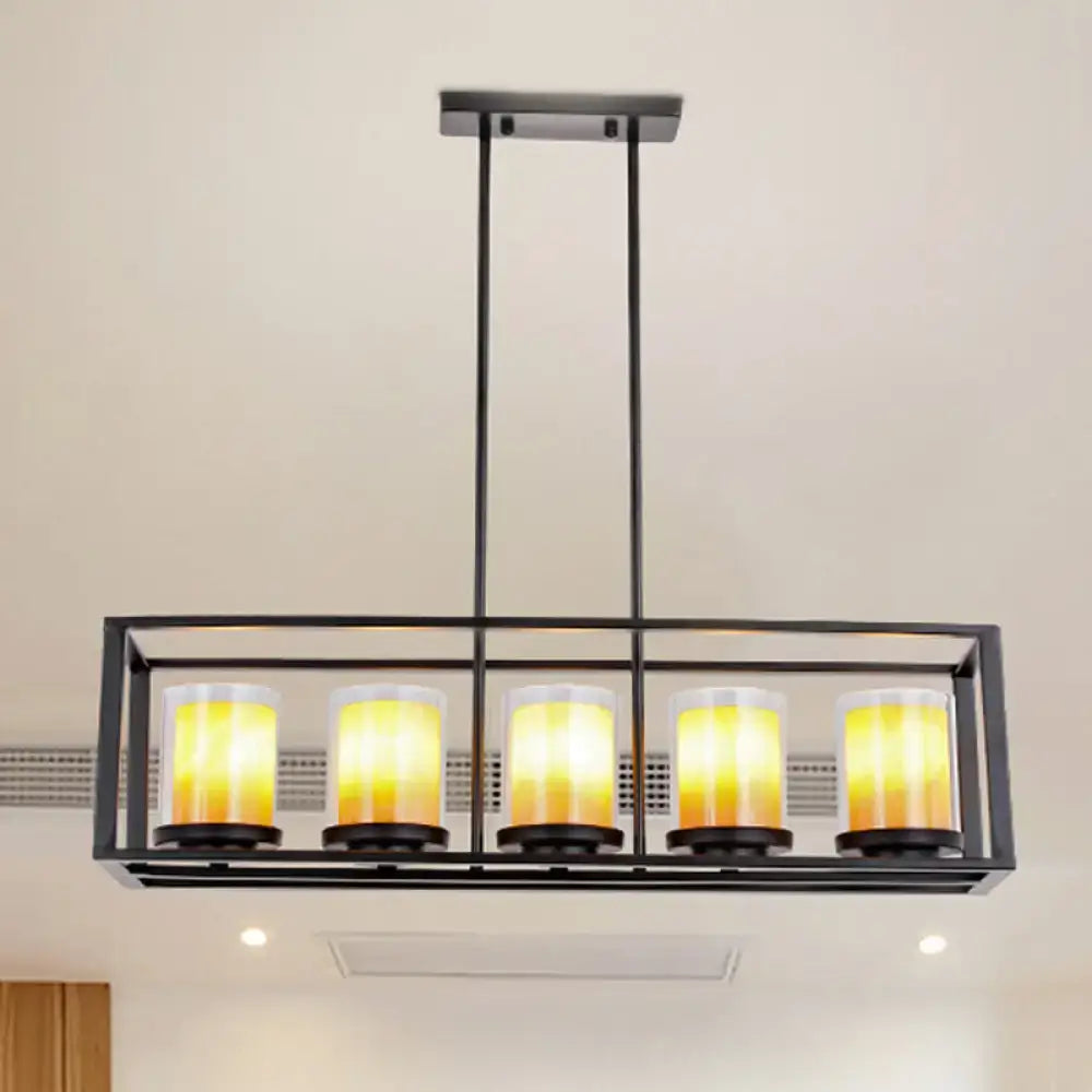 Modern black island pendant with white glass – kitchen lighting