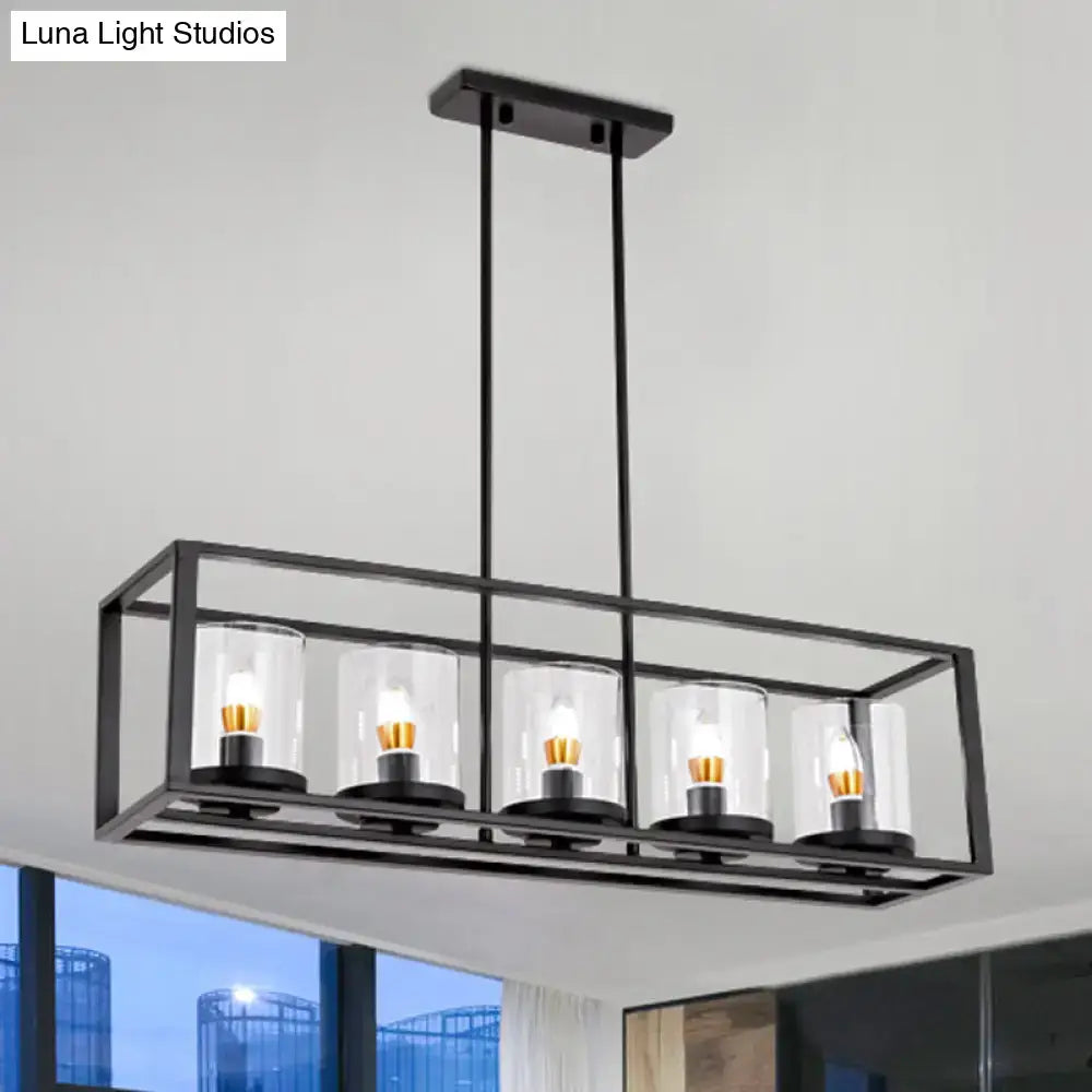 Modern black island pendant with white glass – kitchen lighting