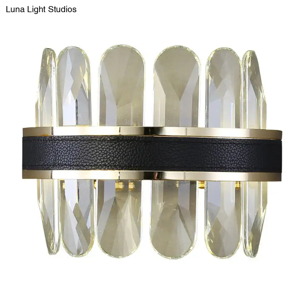 Modern black leather and crystal wall lamp bedroom 220v-240v light