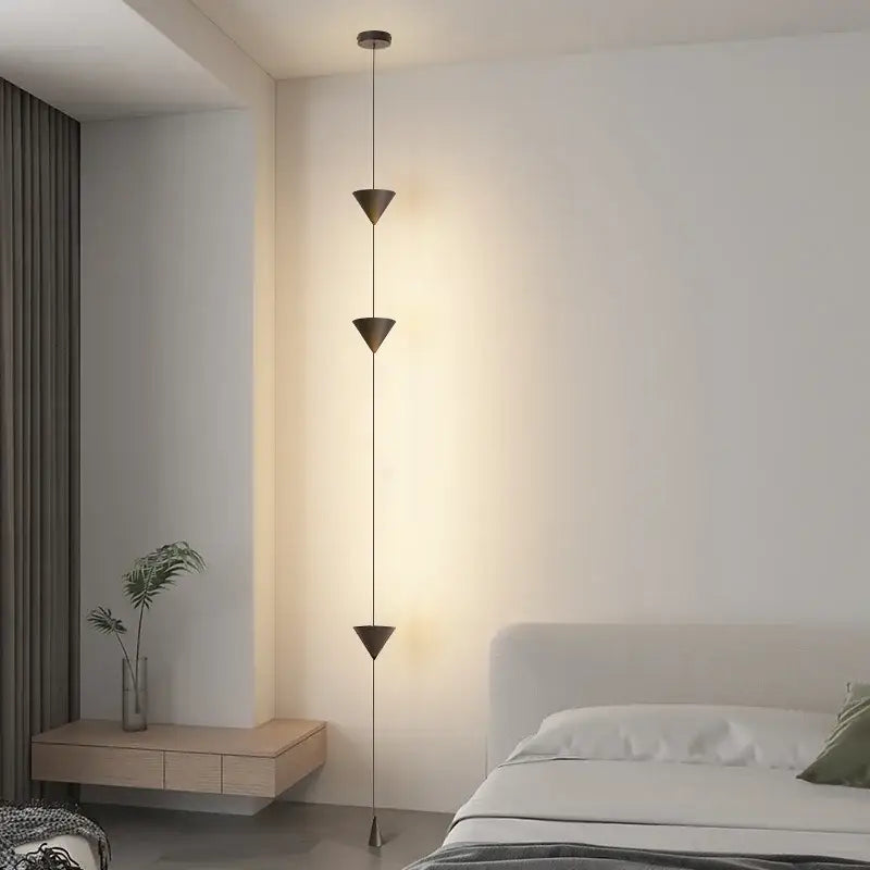 Modern black led pendant light for dining room minimalist rods