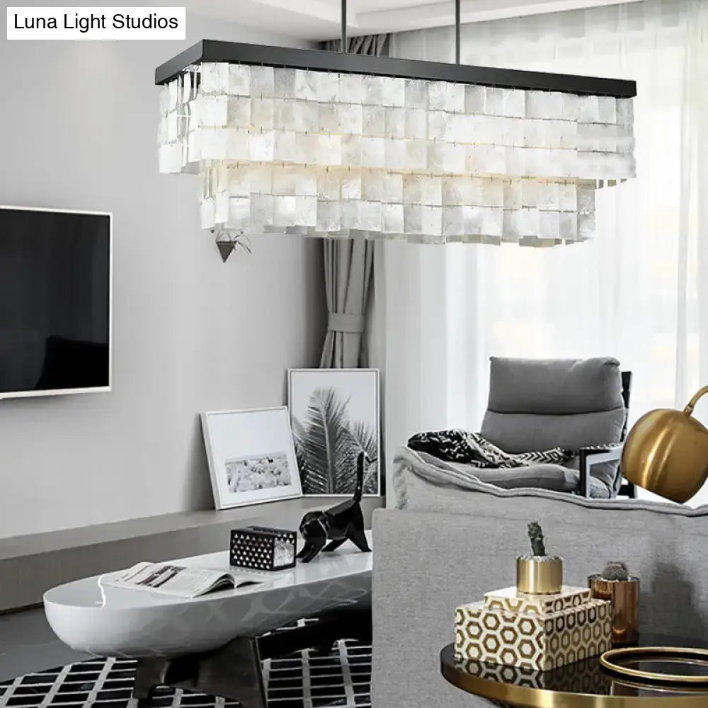 Modern black led shell island light fixture for living room