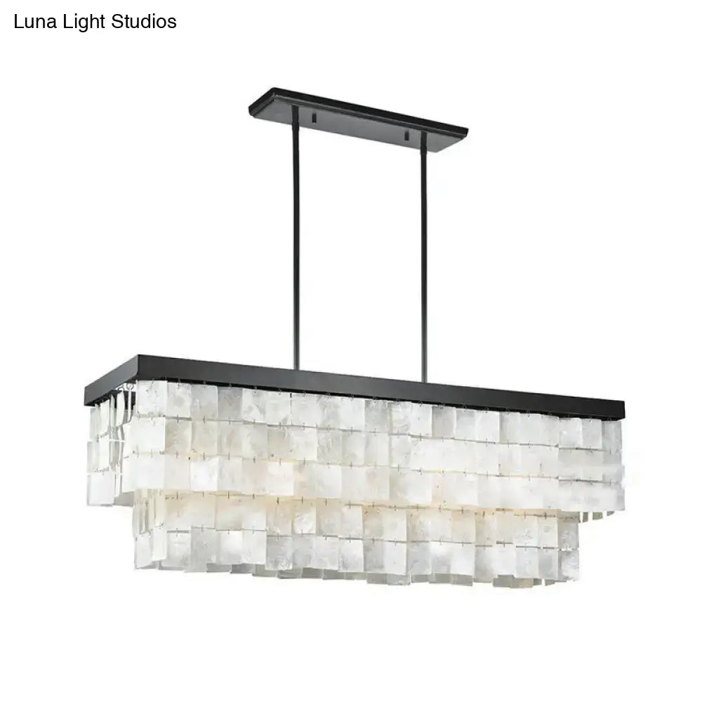 Modern black led shell island light fixture for living room