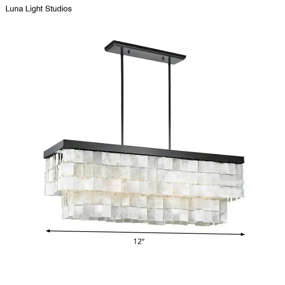 Modern black led shell island light fixture for living room