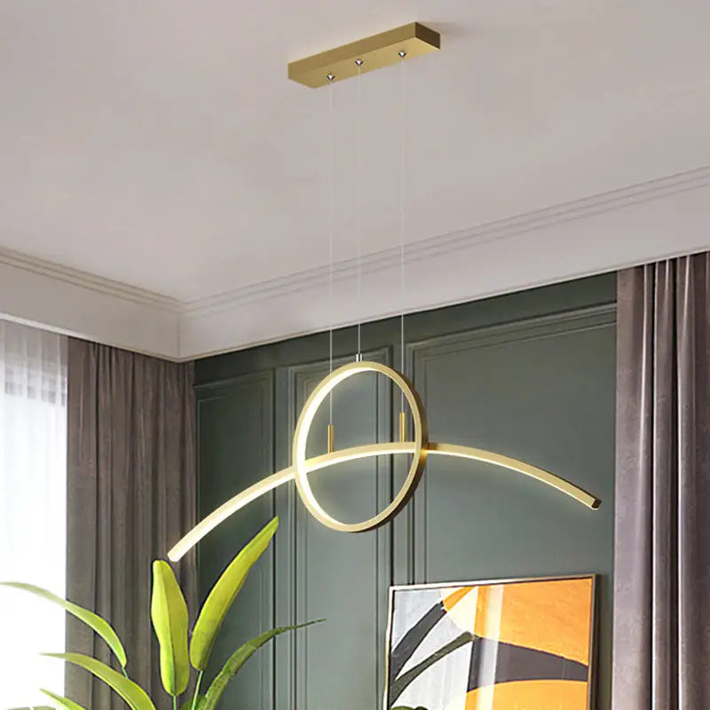Modern black linear design led light fixture for dining room