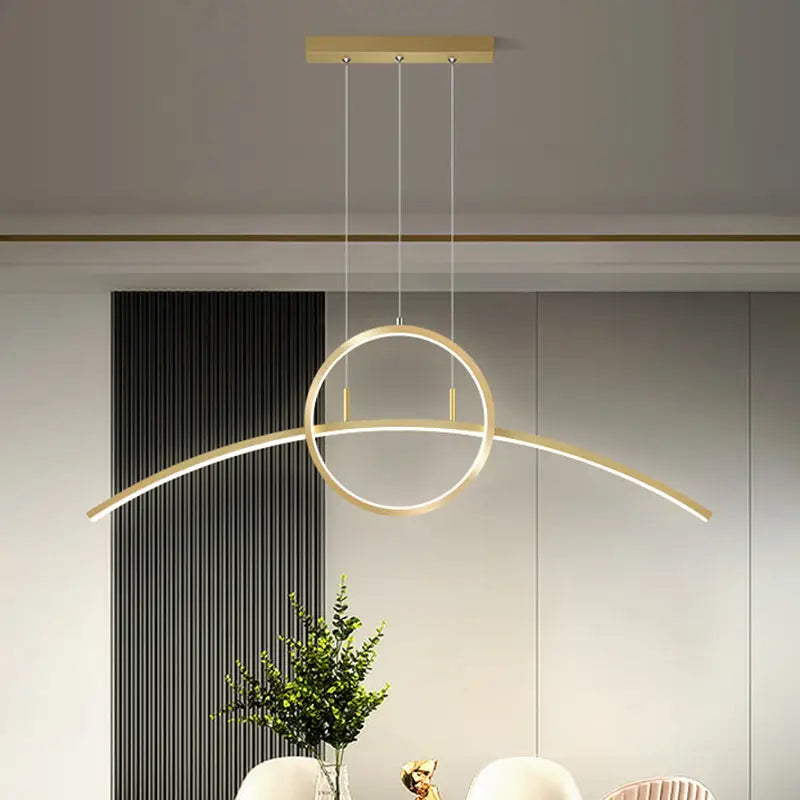 Modern black linear design led light fixture for dining room
