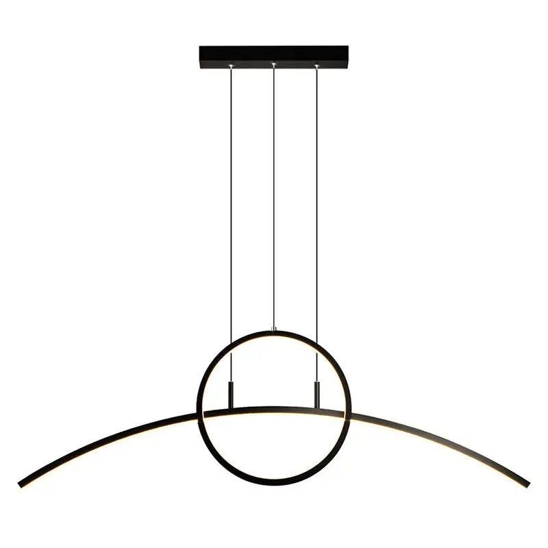 Modern black linear design led light fixture for dining room