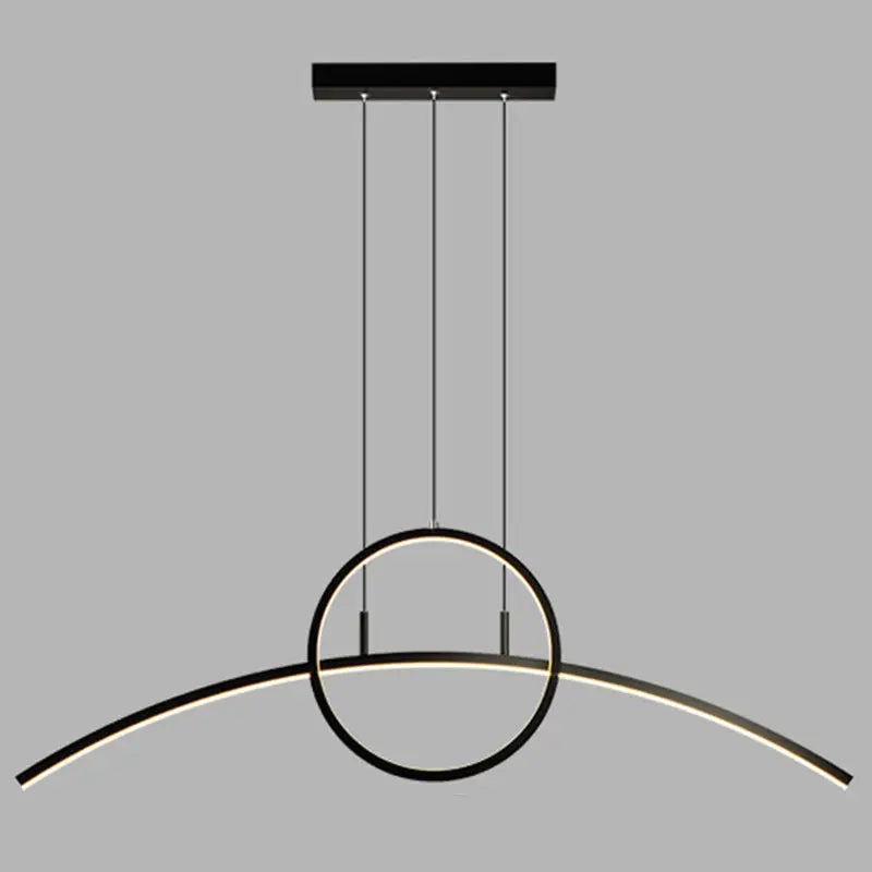 Modern black linear design led light fixture for dining room